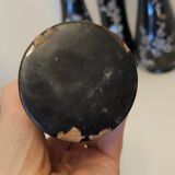 5 Vietnam vases black lacquered wood and mother-of-pearl inlays