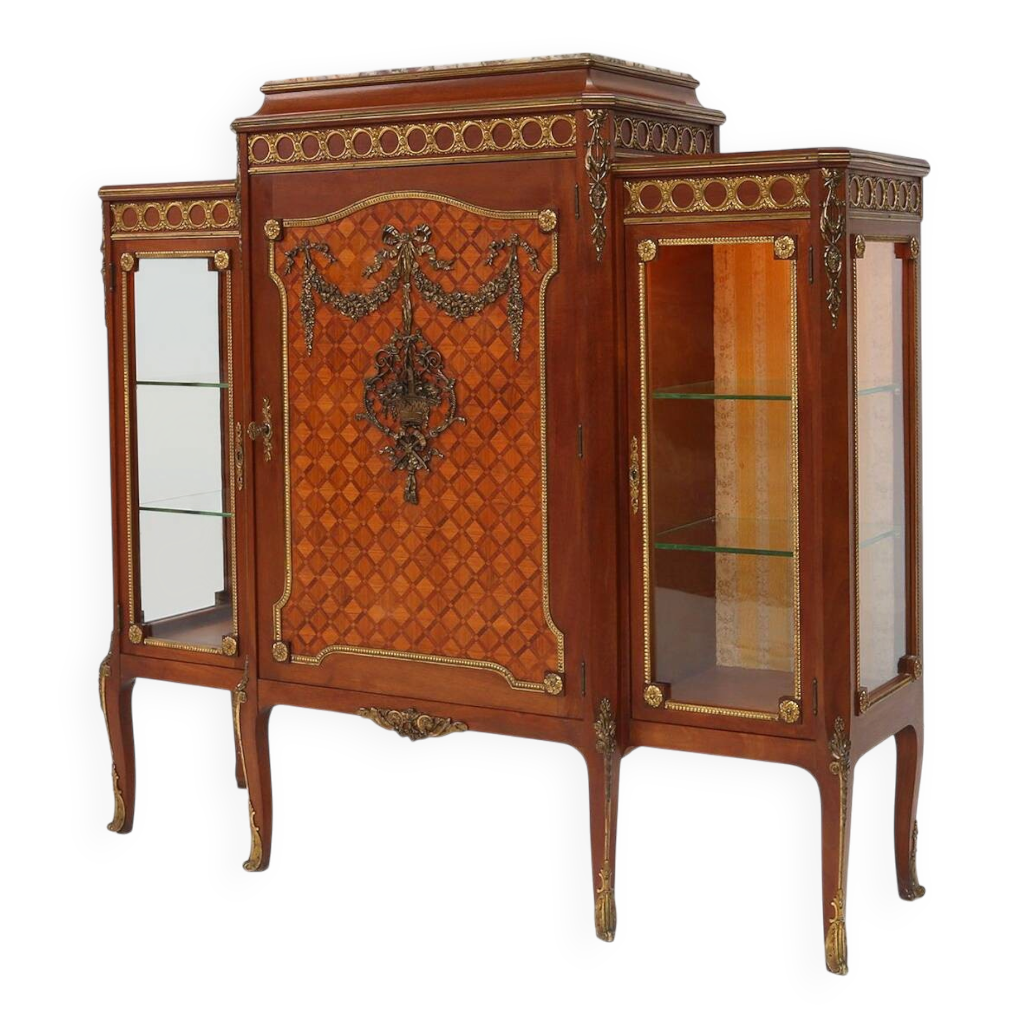 Louis Xvi Display Cabinet in Marquetry with Light, France, 1850s