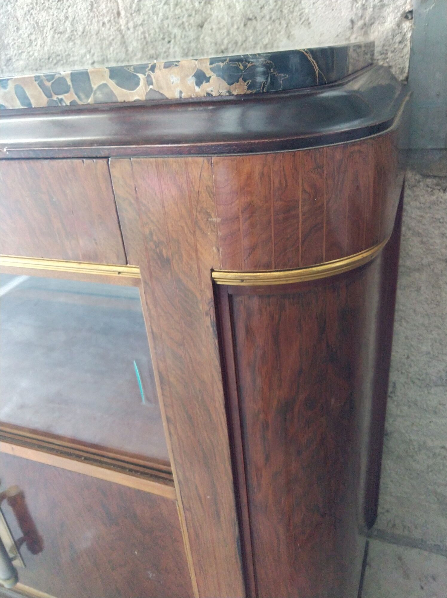 Buffet 1930 in rosewood and Portor marble