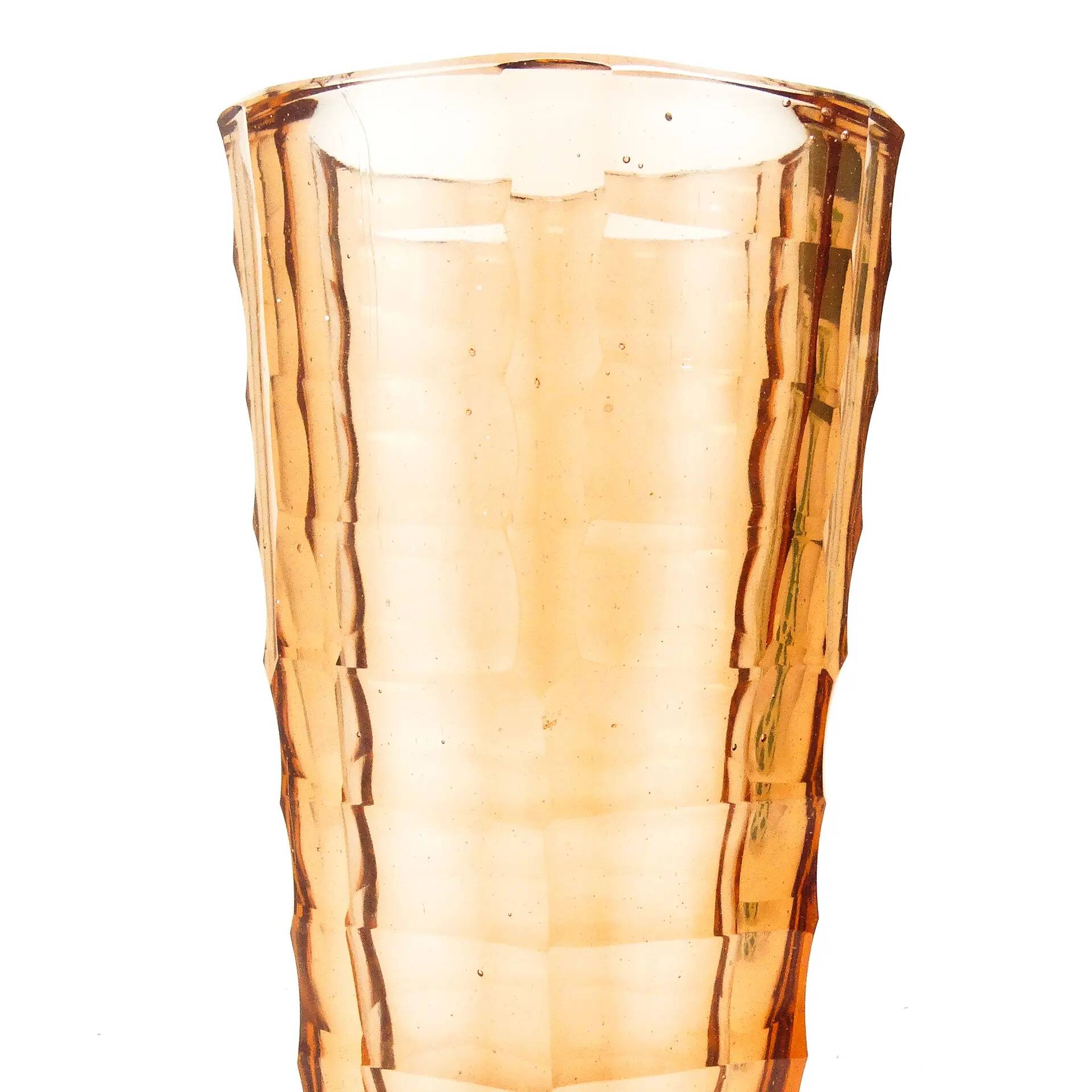 Art Deco vase, pink crystal glass, Zawiercie Glassworks, Poland, 1930s