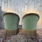 Pair of Napoleon III style crapaud armchairs in two-tone velvet.