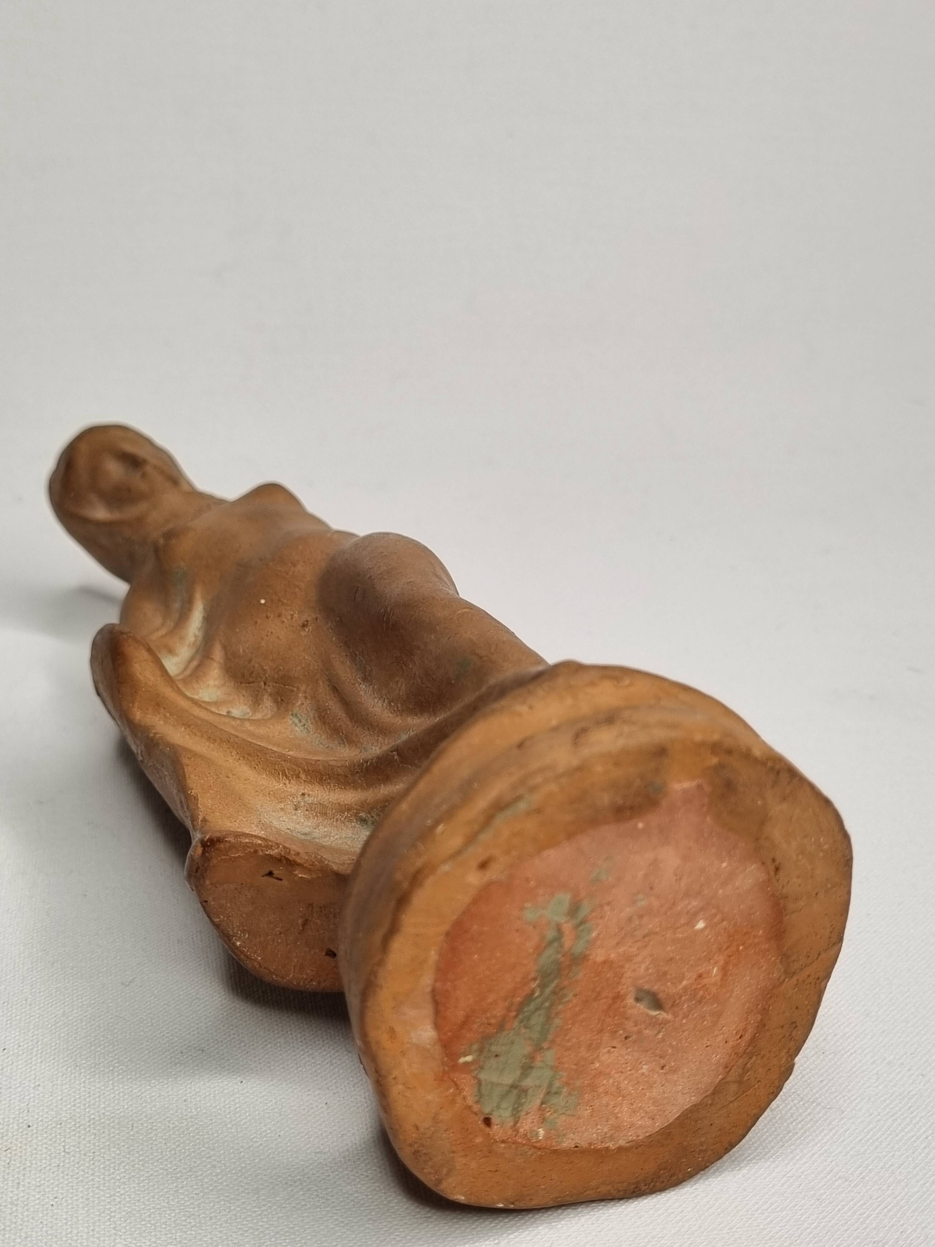Draped Tanagra after Alexandre Bigot, Terracotta statuette, 20 cm