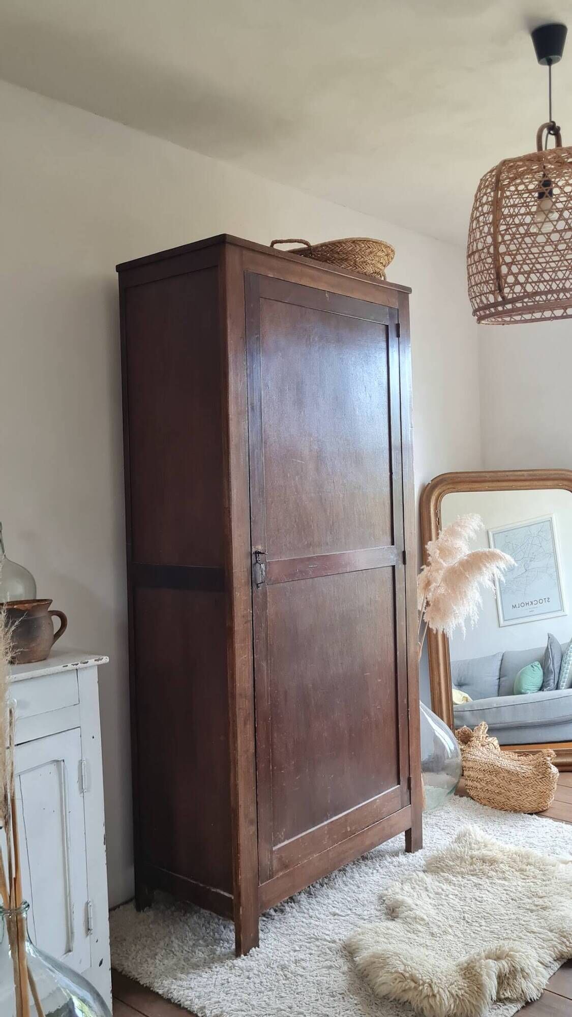 Antique Parisian wardrobe with one door.