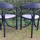 Pair of Thonet armchairs model 225 in stained black beech.