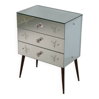 Art Deco style mirrored chest of drawers, 1950.