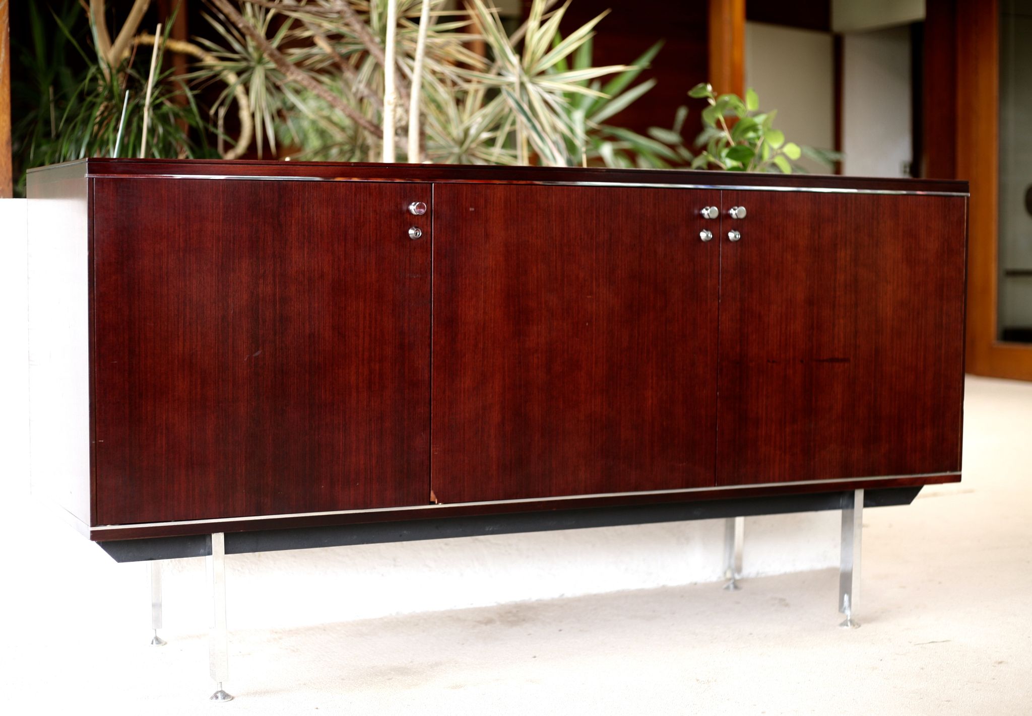 Sideboard solid wood and steel, France, cira 1970, Negroni edition