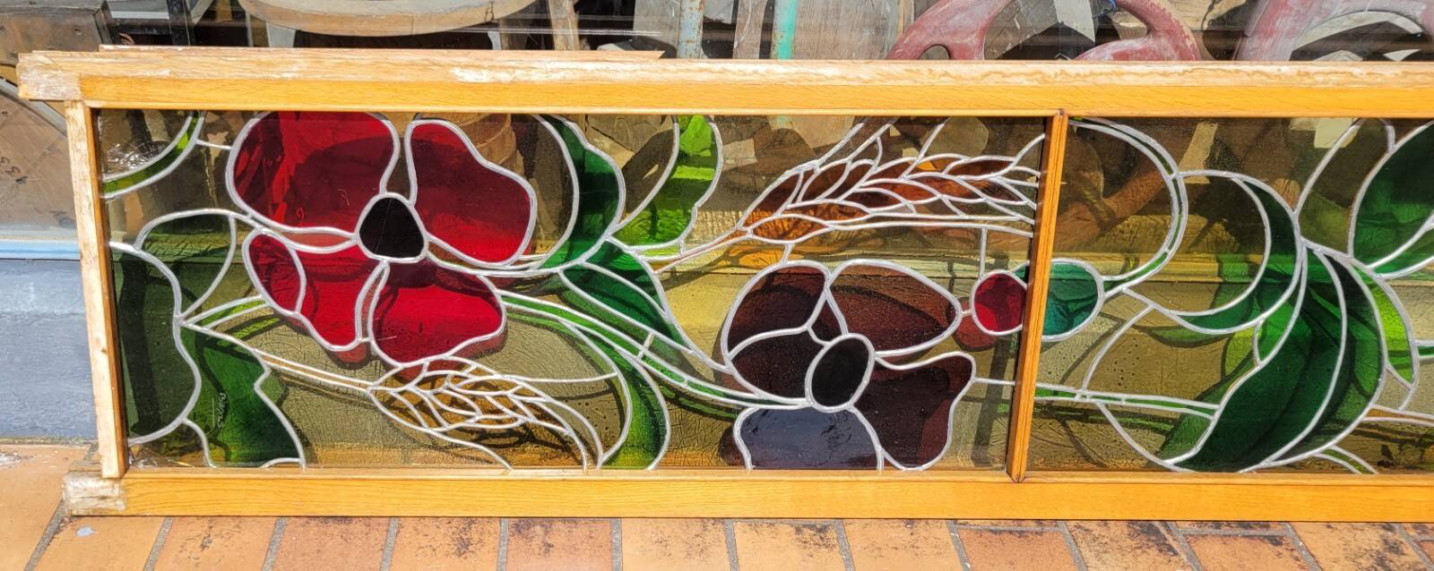 Large stained glass door side from the Art Nouveau period around 1900