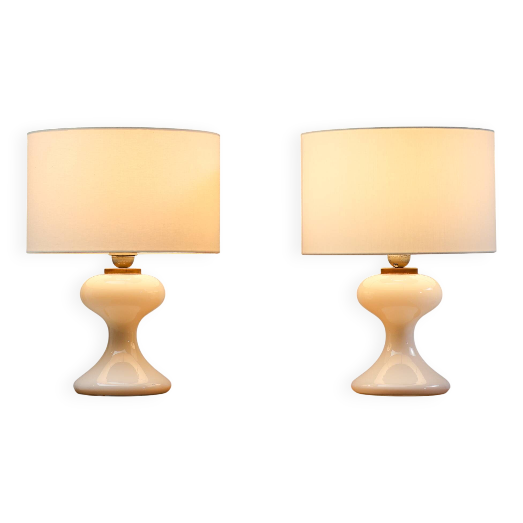 Pair of white ml1 table lamps by ingo maurer for m-design