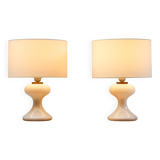 Pair of white ml1 table lamps by ingo maurer for m-design