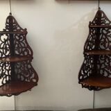 Pair of corner shelf XIX in openwork mahogany napoleon III