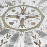 Round table from the 40s, wrought iron and églomisé glass