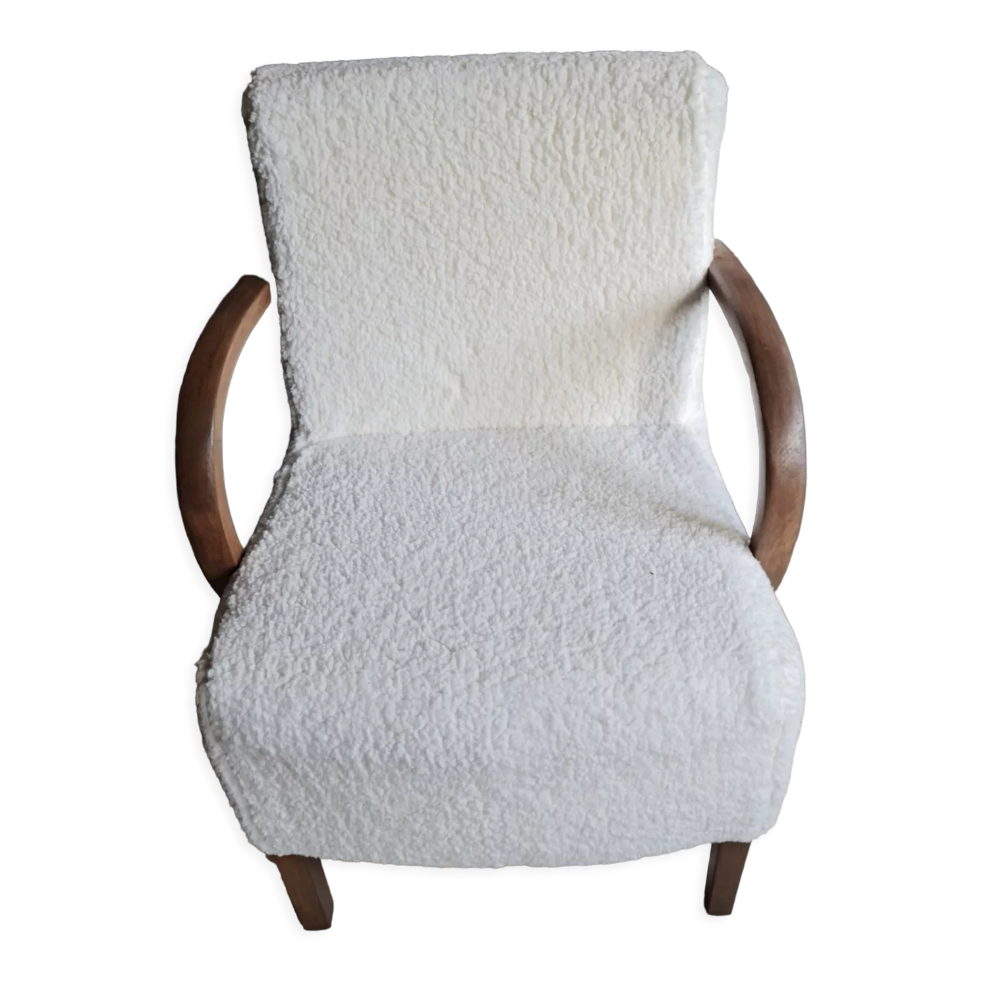 Armchair completely redone fabrics moumoute and its matching rectangular cushion