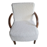 Armchair completely redone fabrics moumoute and its matching rectangular cushion
