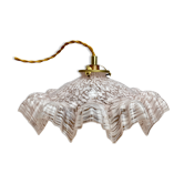Vintage lampshade suspension in pale pink clichy glass
