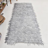 Wool gray turkish runner rug 262x96cm