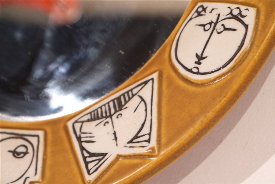 Ceramic mirror by Lisa Larsson for Gustavsberg 1960