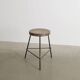 Pierre jeanneret teak and iron low bar stool for chandigarh, 1950s