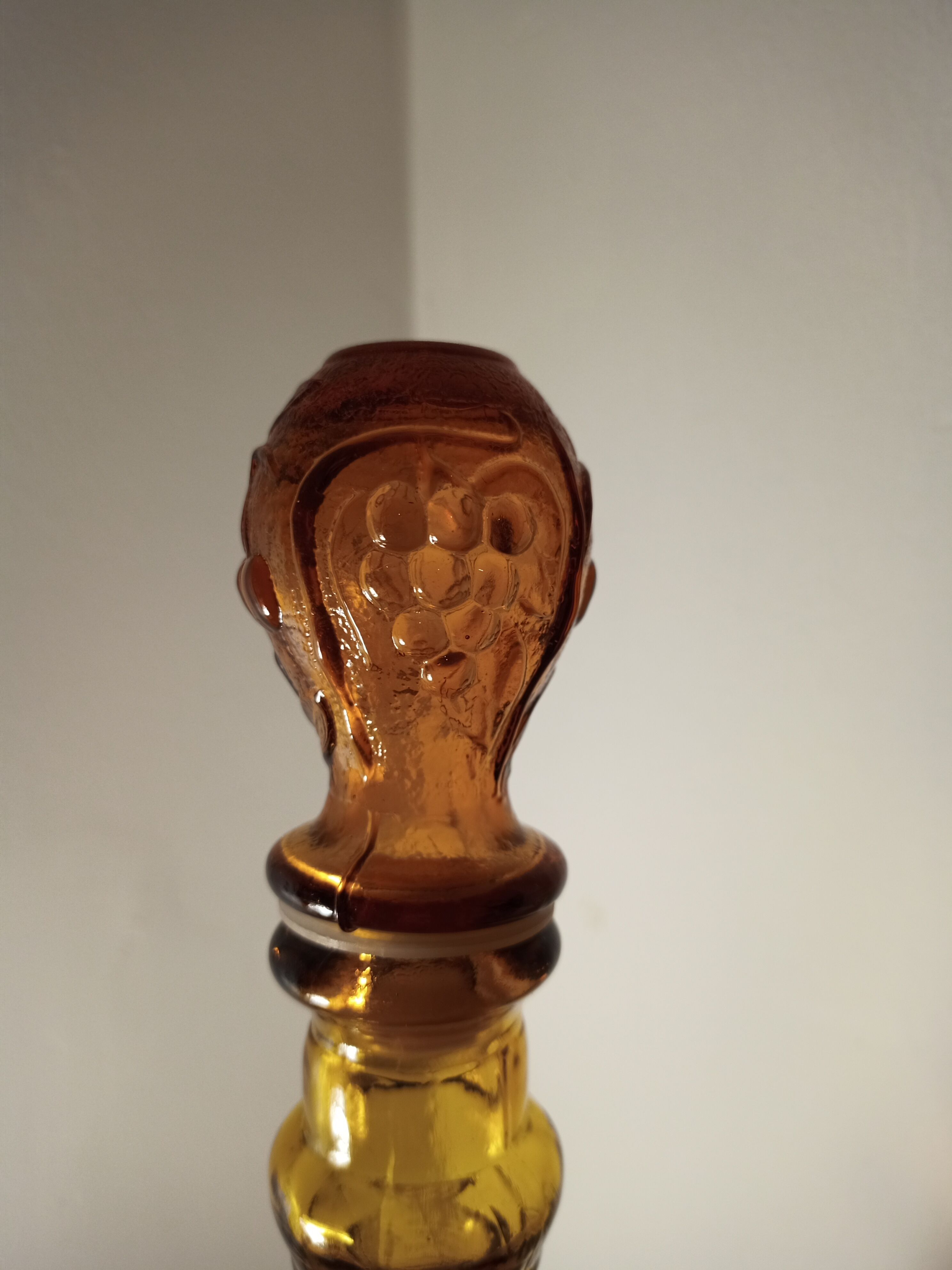 Moulded glass carafe with fruit motifs