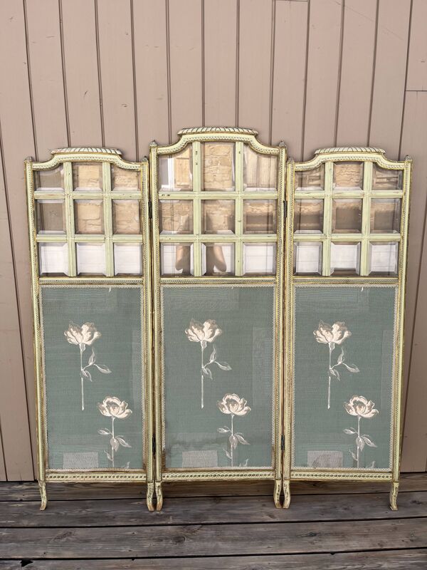 Paravent en verre et tissu