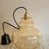 Amber yellow glass pendant lamp