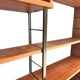 Scandinavian modular library shelves - lacquered mahogany metal 1970