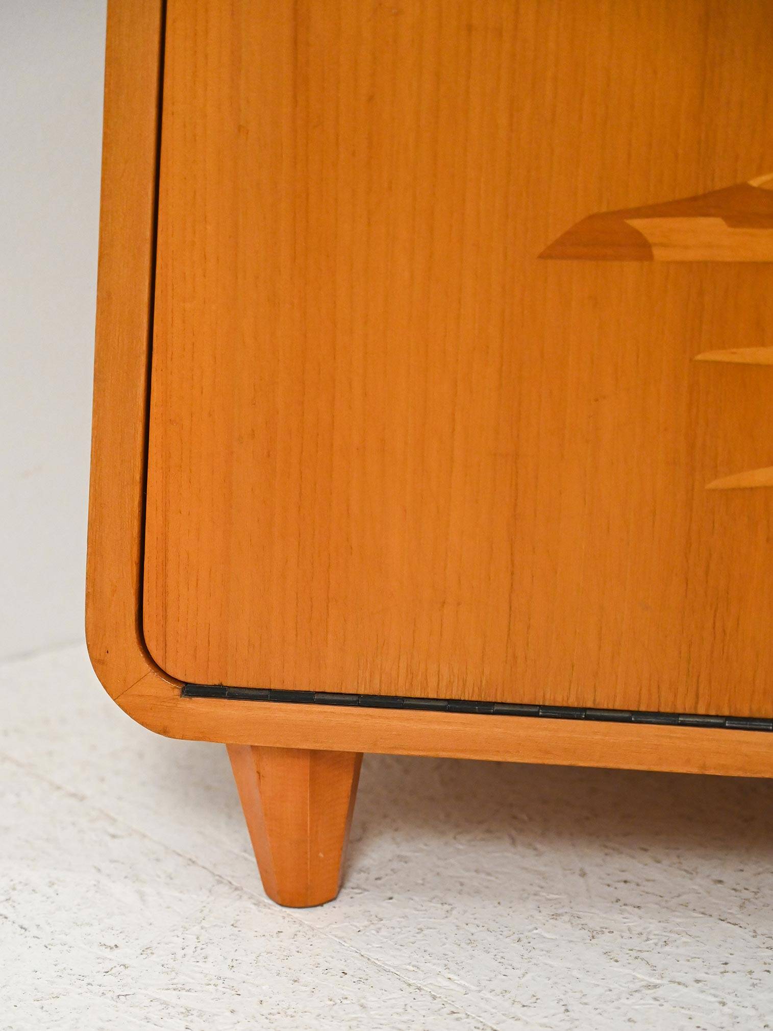 Scandinavian 1940s elm cabinet with inlay