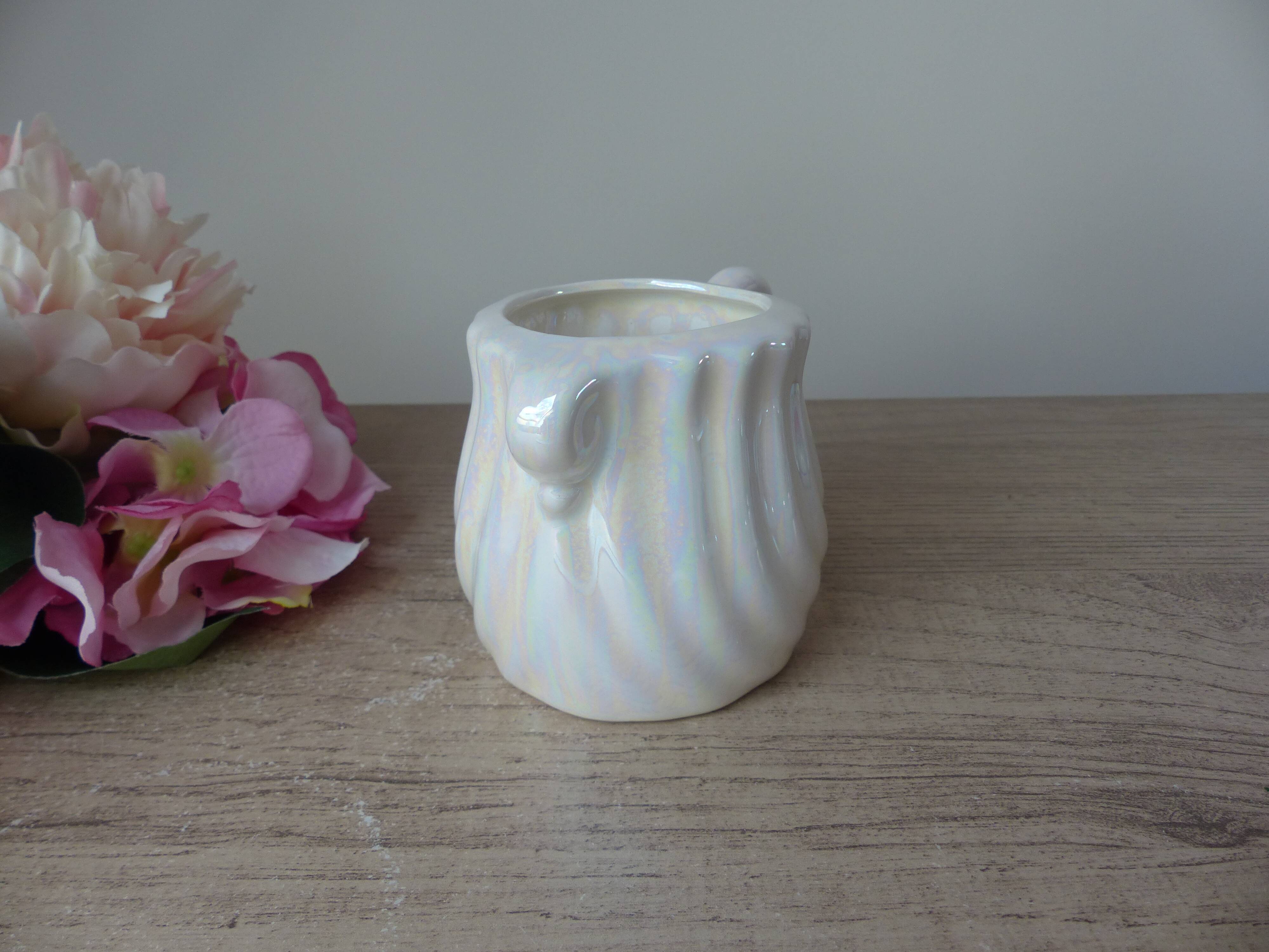 Iridescent Ceramic Swan Tumbler, Swan Pot Bathroom Decoration