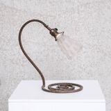 French Iron and Glass Antique Table Lamp