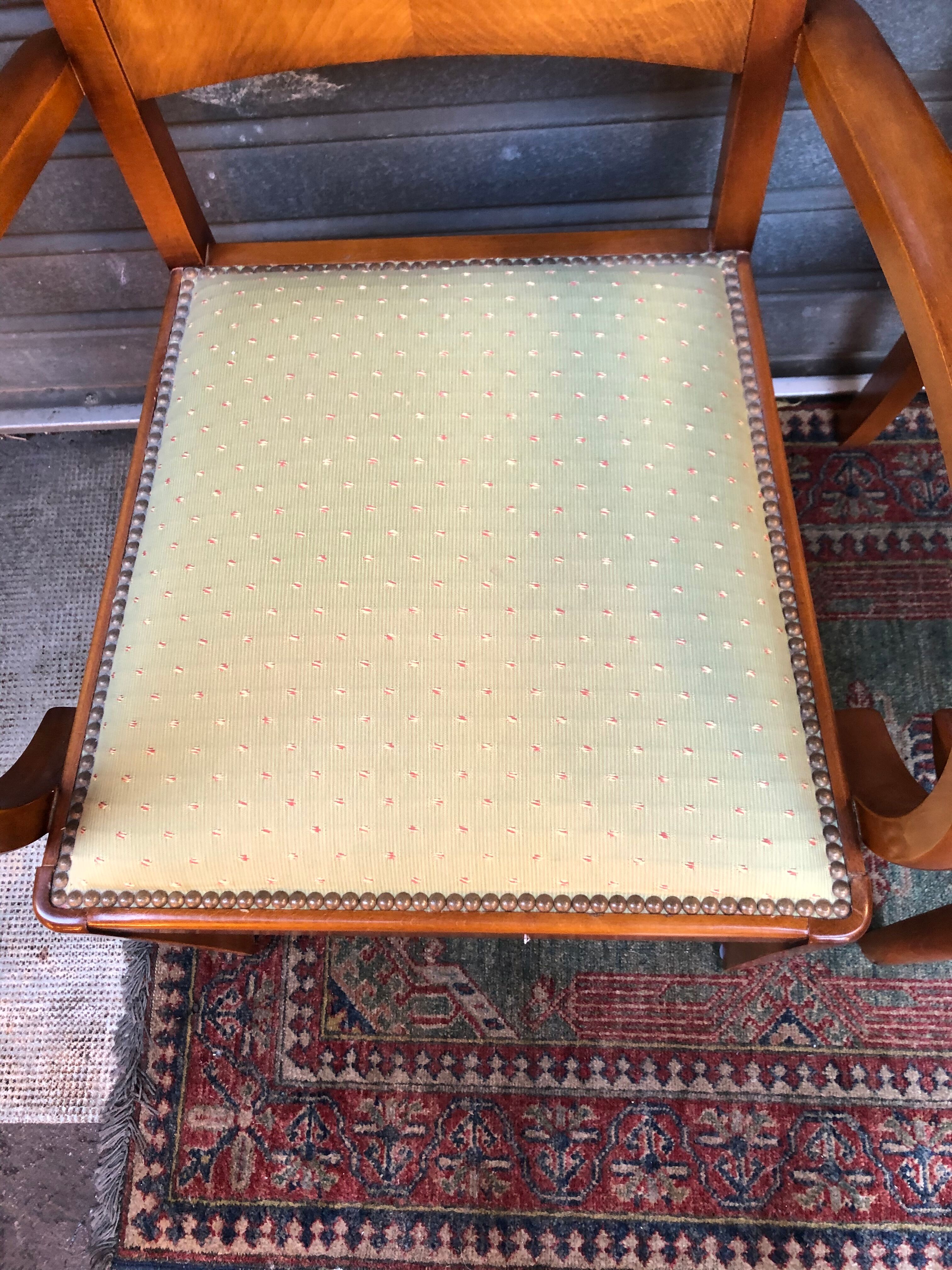Paire de fauteuils bridge vintage en bois clair