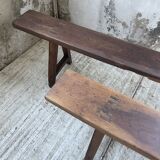 Pair of benches in walnut and solid oak 230 cm