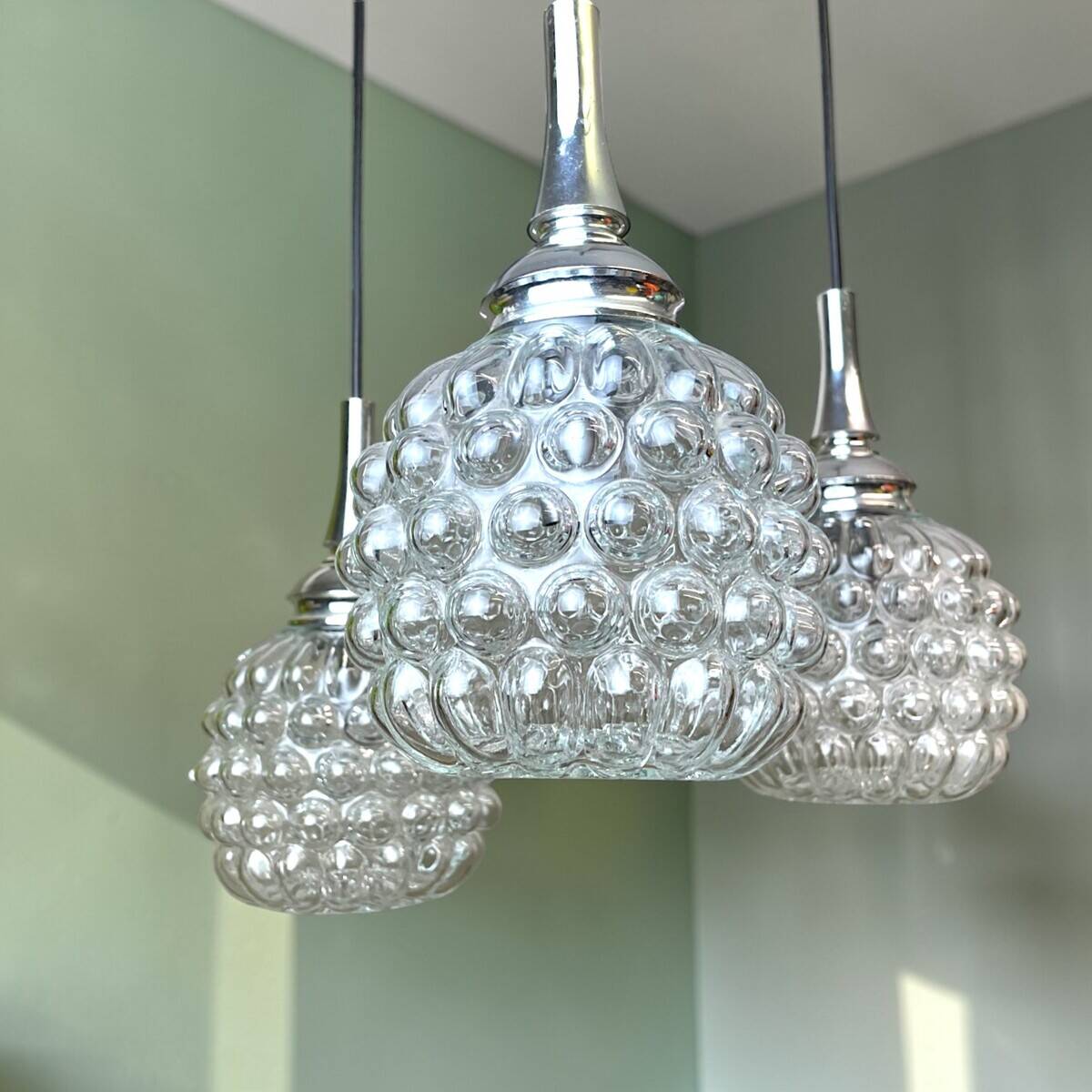 Mid Century Modern glass cascading chandelier