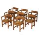 Ensemble de 8 chaises de salle à manger danoises en pin et cordon de papier tissé, Tage Poulsen, années 1970