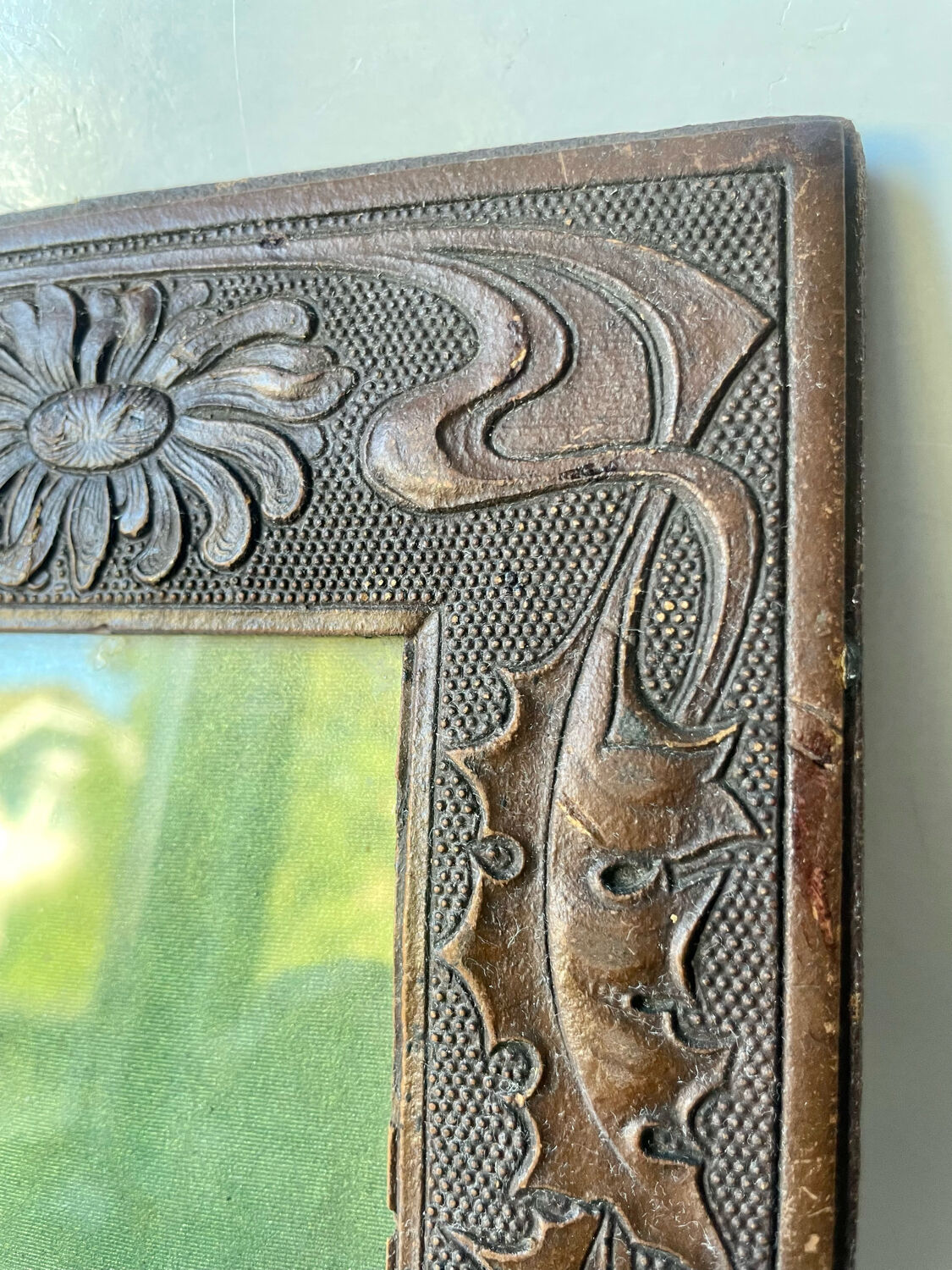 Art nouveau frame carved wood