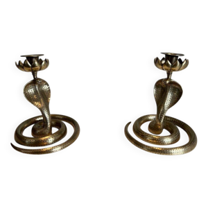 Paire de Bougeoirs en - bronze