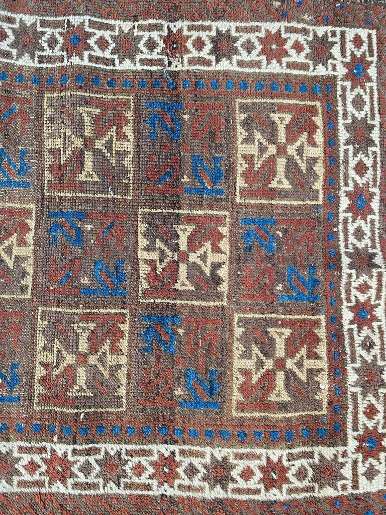 Ancient tribal baloch carpet 148x78 cm