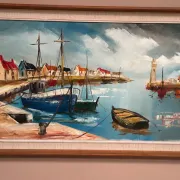 Original Swedish Oil on Canvas – “Boats” by Lennart Börje – Signed – Vintage & Framed 88.5 cm x 48.5 cm (34.8" × 19")