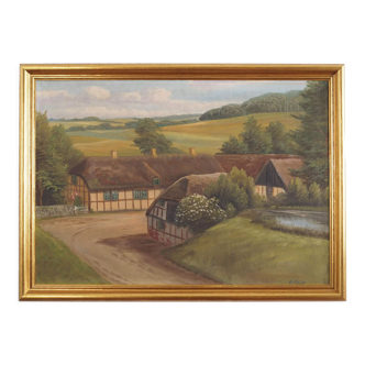 Painting „The German Village”, Scandinavian design, by B. Möller