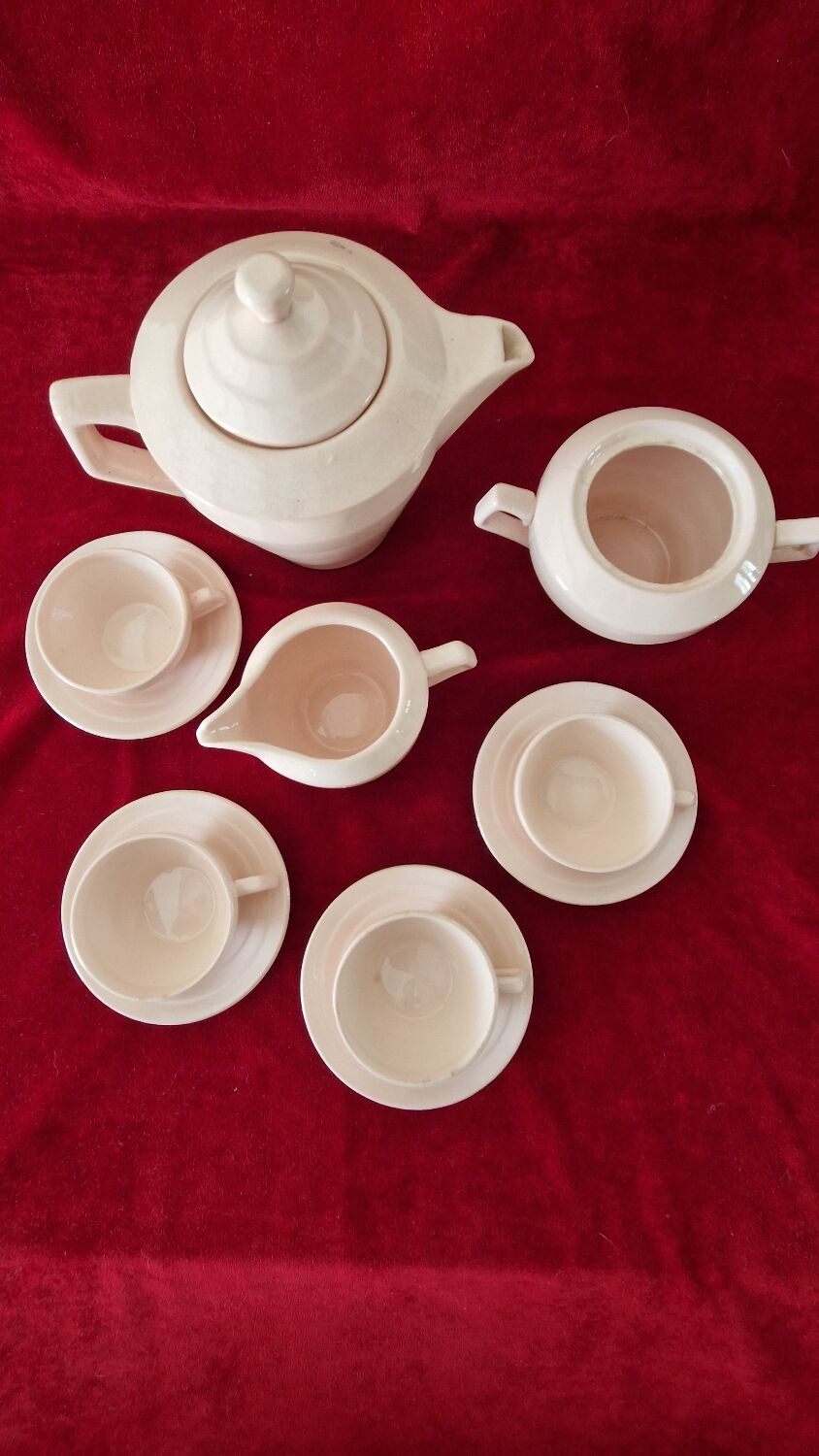 Pink ceramic coffee service by St Amand Ceranord