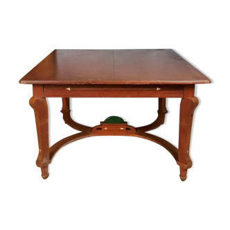 Art Nouveau extended dining table in mahogany and ceramic early 1900