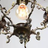 Vintage Patinated Bronze Figural Pendant Lamp