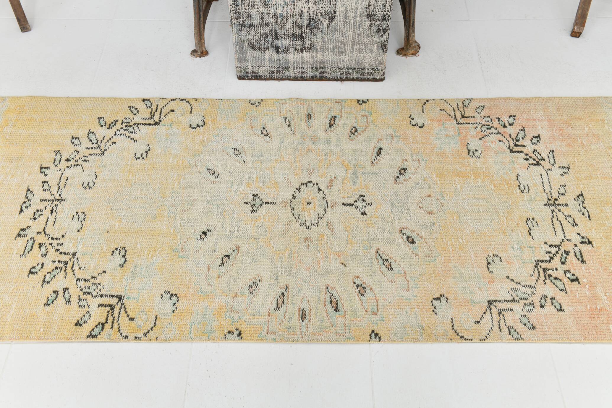3x9 Beige & Yellow Turkish Vintage Runner Rug, 80x281Cm SK 23538