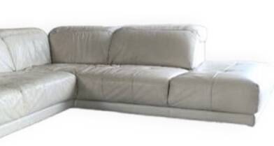 Corner sofa, white leather sofa