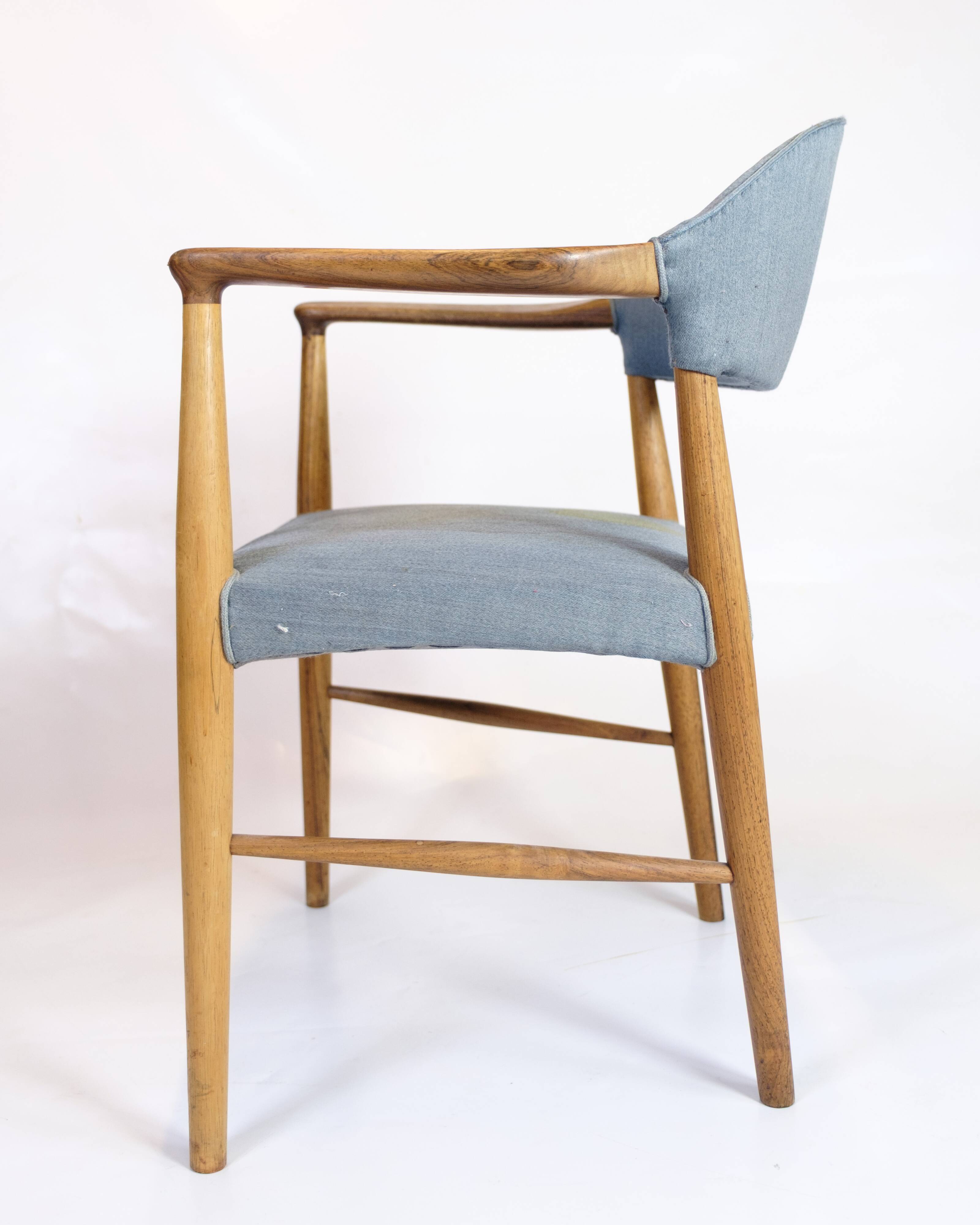 Armchair - Teak - Blue fabric seat - Kurt Olsen - Danish design - 1960s