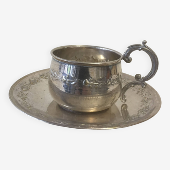 Silver metal coffee cup