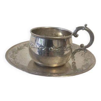 Silver metal coffee cup