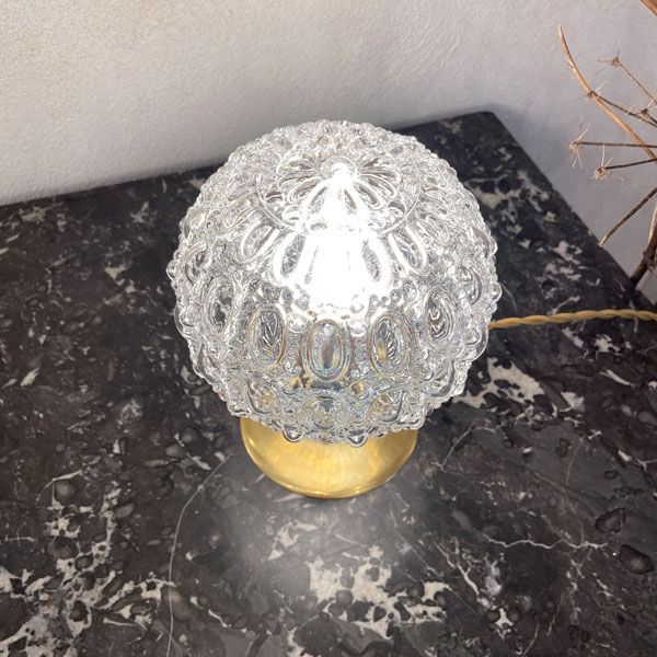 Globe lamp "godrons" in glass