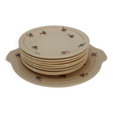 8 dessert plates with presentation dish, Béarn model, Orchies