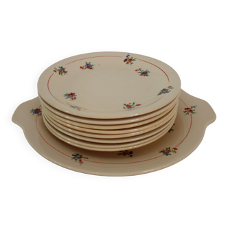 8 dessert plates with presentation dish, Béarn model, Orchies
