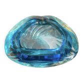 Cendrier, vide-poche vintage en verre de Murano Sommerso bleu