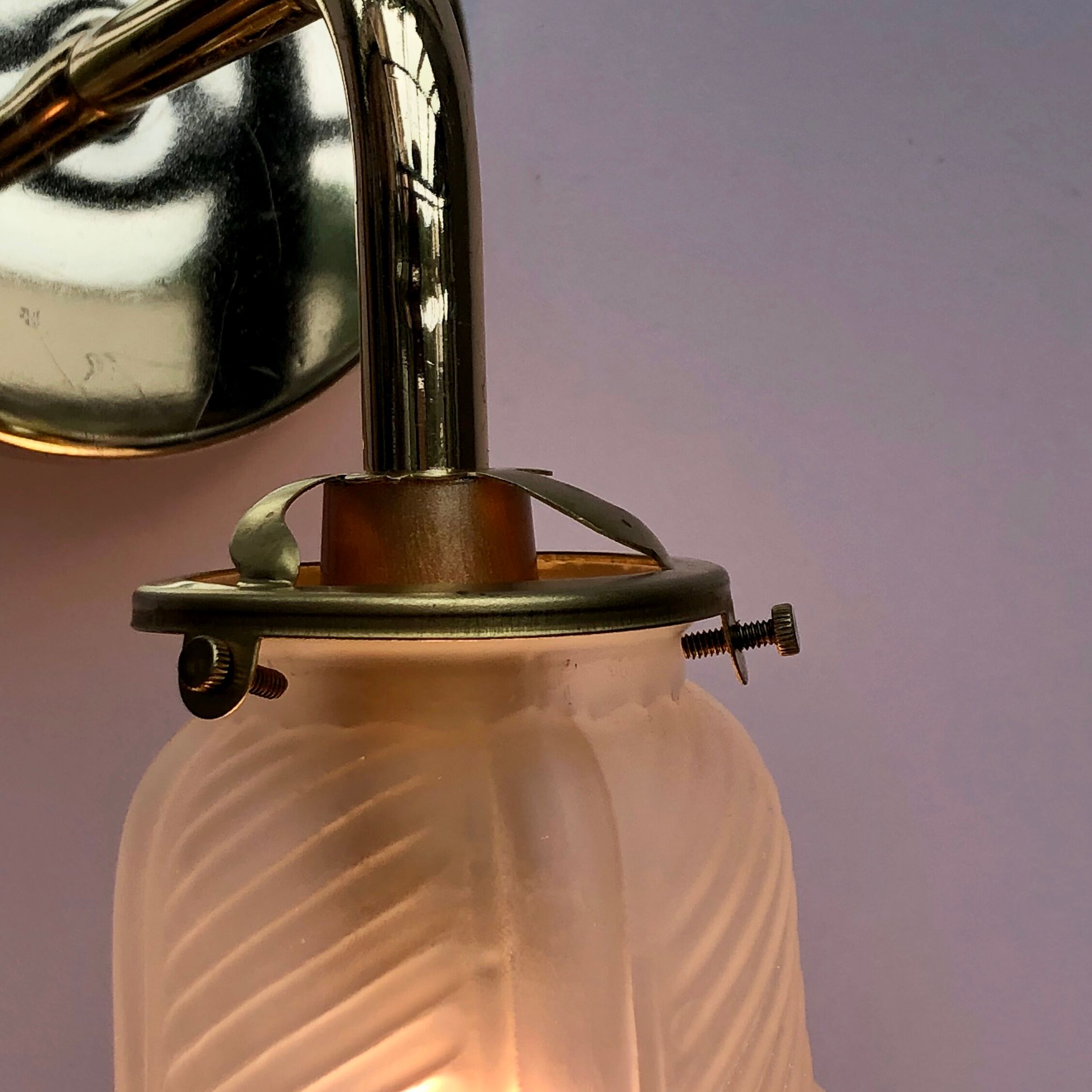 Gold bent wall light vintage tulip in frosted glass